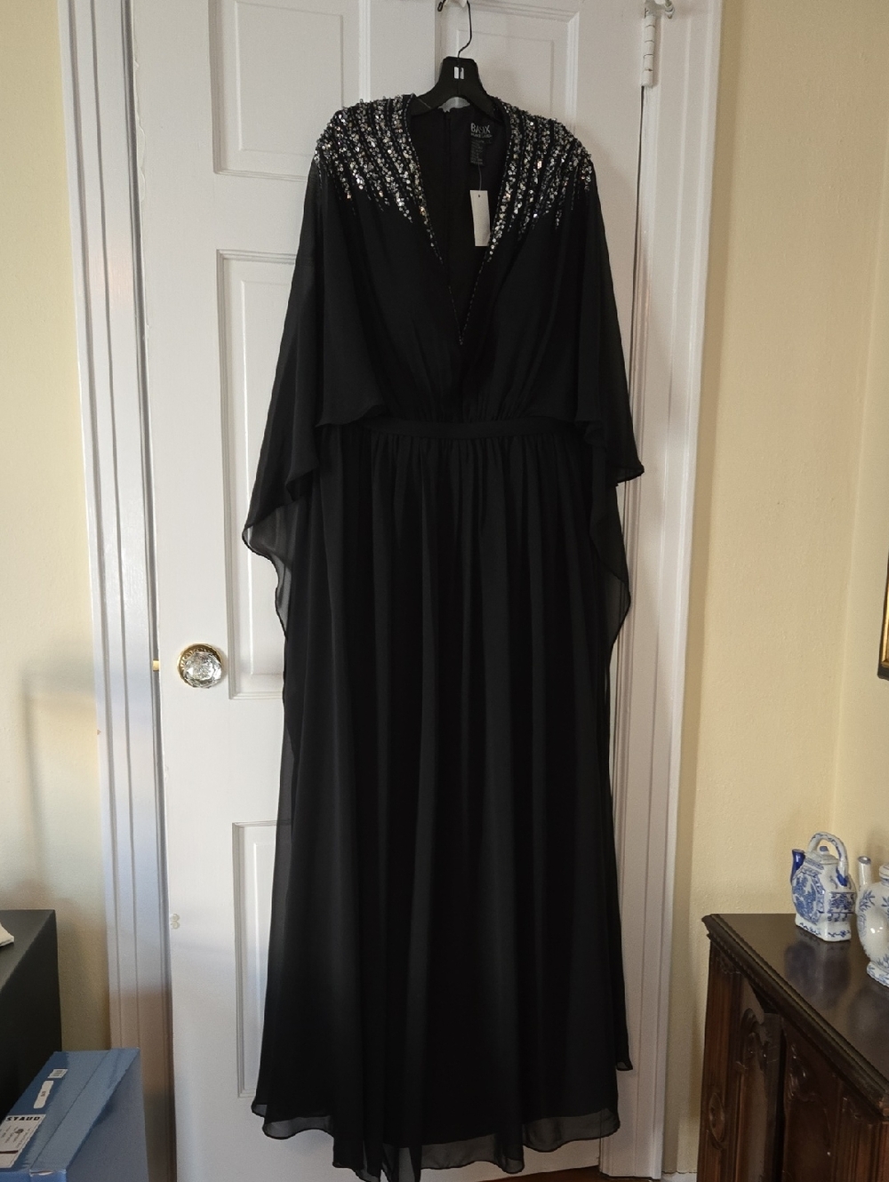 Black Sequin-Embellished Maxi Dress by Black Label